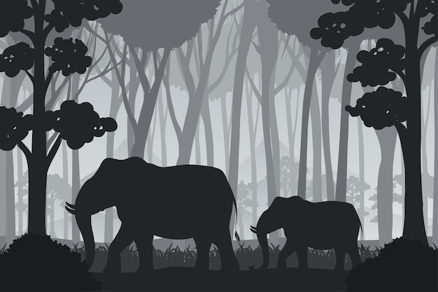 Free Vector silhouette shadow of forest scene