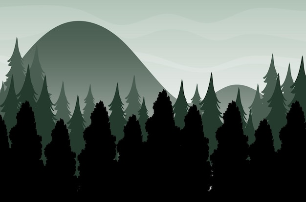 Free Vector silhouette shadow of forest scene