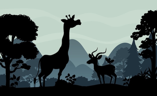 Free Vector silhouette shadow of forest scene