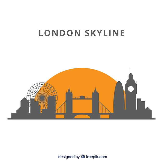 Silhouette skyline background in flat style