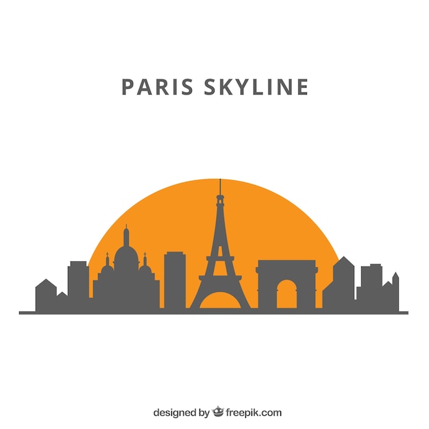 Silhouette skyline background in flat style