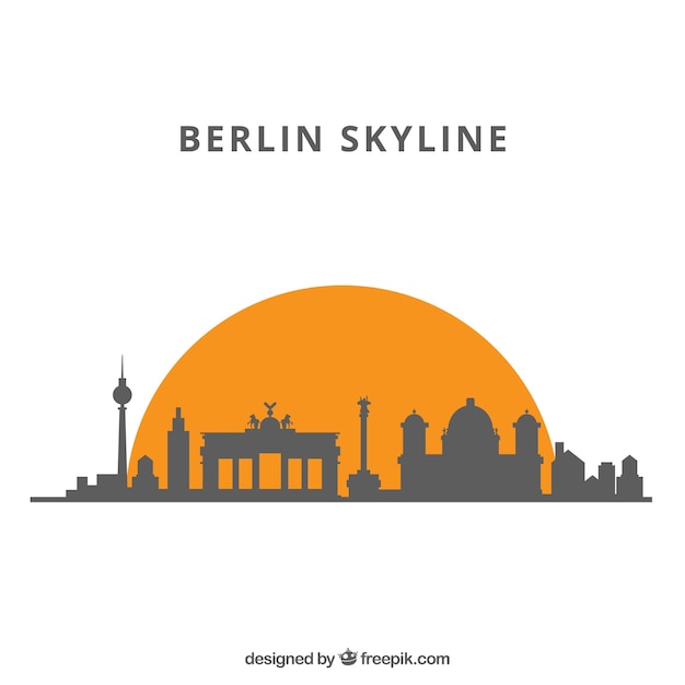 Silhouette skyline background in flat style