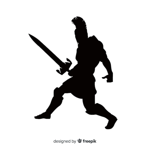 Free Vector silhouette of spartan warrior with sword