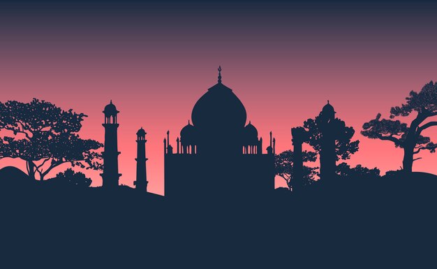 Silhouette of the Taj Mahal vector