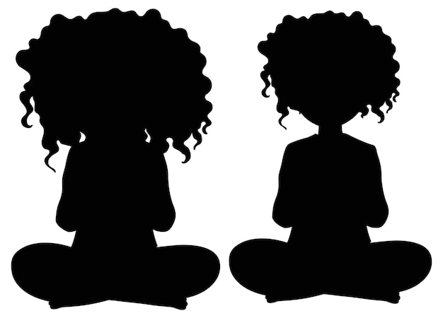 Free Vector silhouette of two children meditating