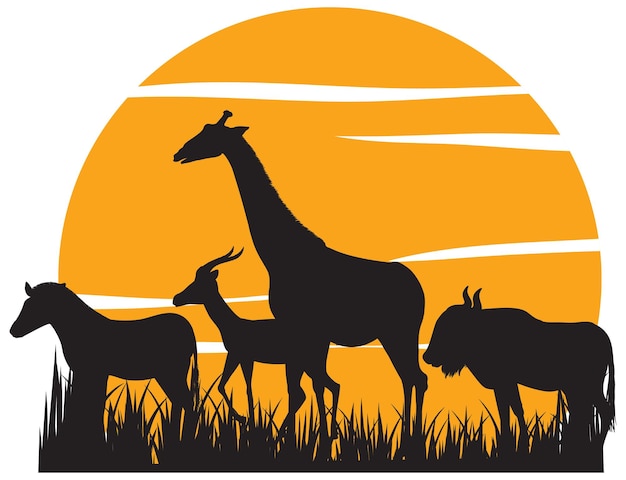 Free Vector silhouette wild animals cartoon