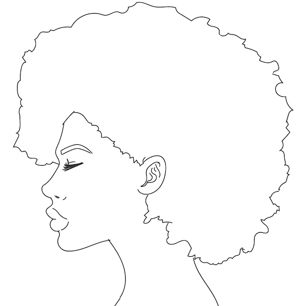 Free vector silhouette of woman with curly hair