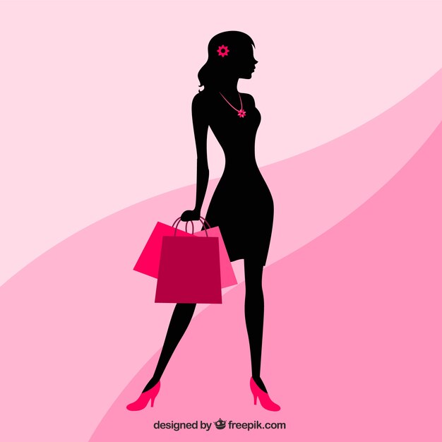 Silhouette of a woman with shopping bags