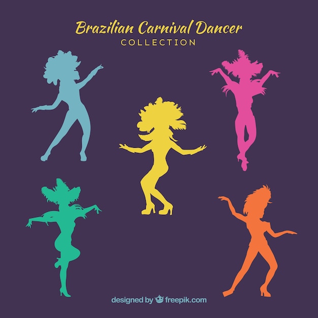 Silhouettes of brazilian carnival dancers