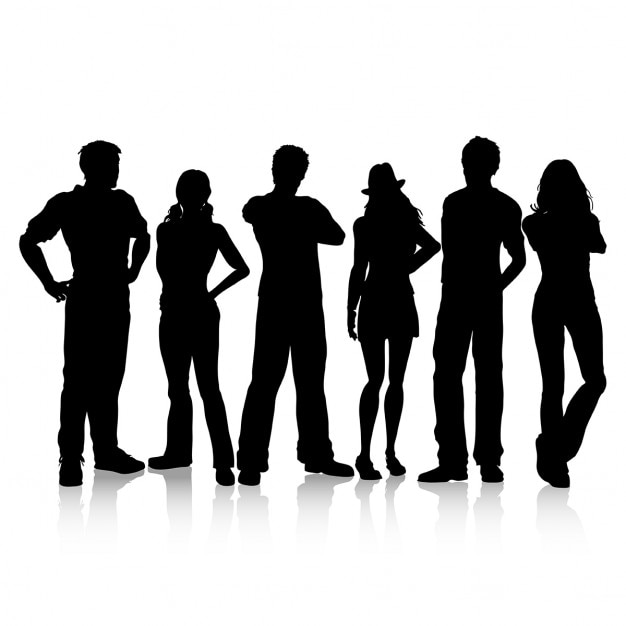 Silhouettes of casual dressed people