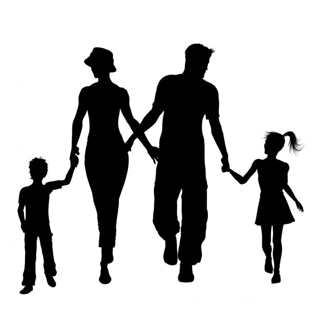 Free vector silhouettes of a family walking