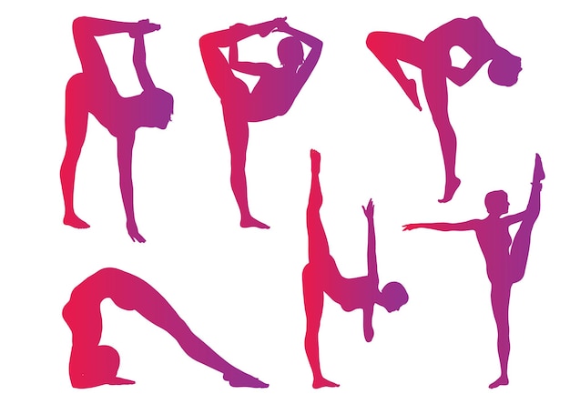 Free Vector silhouettes of females in gymnastic poses