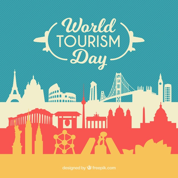 Silhouettes of monuments for the world tourism day 