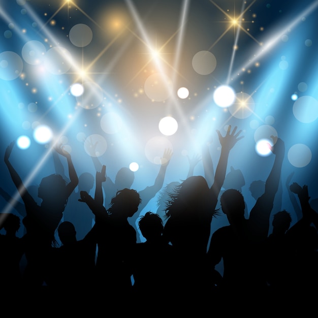 Free Vector silhouettes of party people on a spotlights background