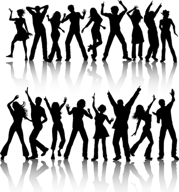 Silhouettes of people dancing