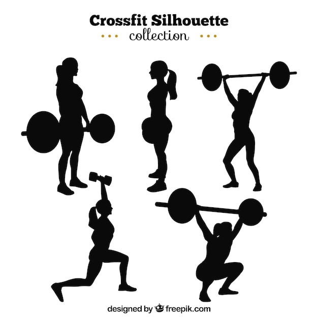 Silhouettes of people with weights