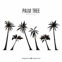 Free vector silhouettes set of palm trees