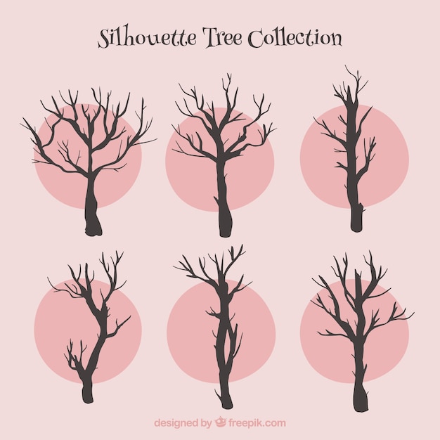 Free vector silhouettes trees collection