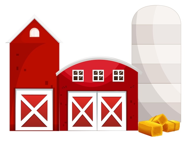 Free Vector silo and two red buildings