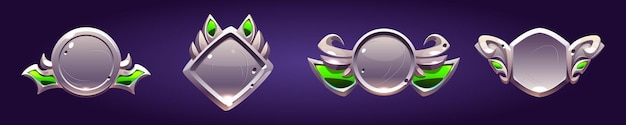 Silver award badges with fantasy frames