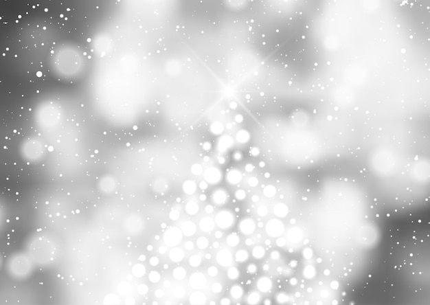 Free Vector silver christmas background with a bokeh lights design