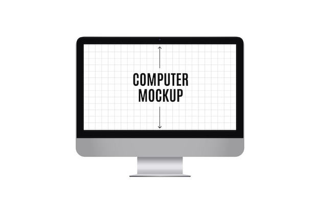 Free Vector silver computer in front view mockup