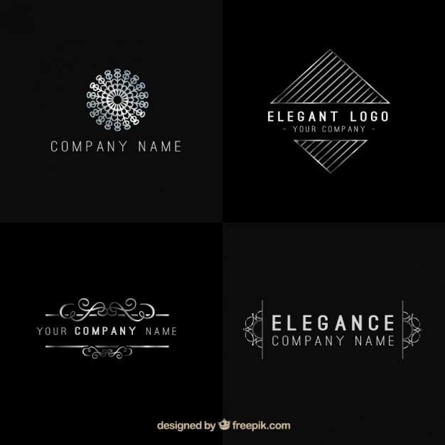 Free Vector silver elegant logotypes pack