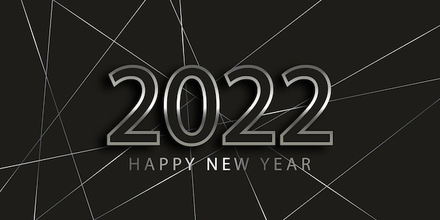 Silver Happy New Year banner with low poly design