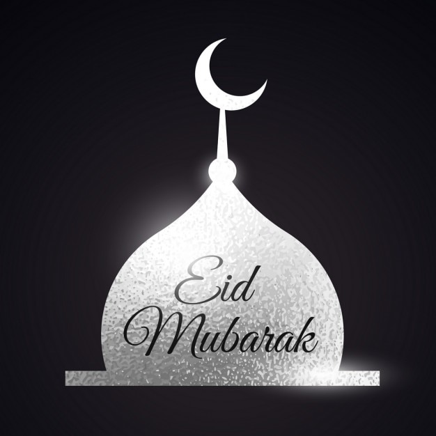 Free Vector silver mosque shape eid mubarak muslims festival