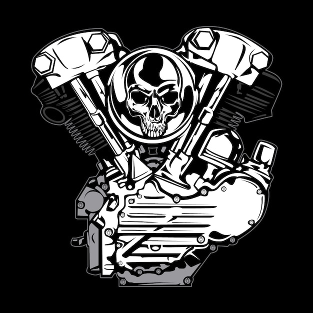 Free Vector silver motor with skull