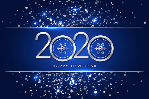 Silver new year 2020 background concept