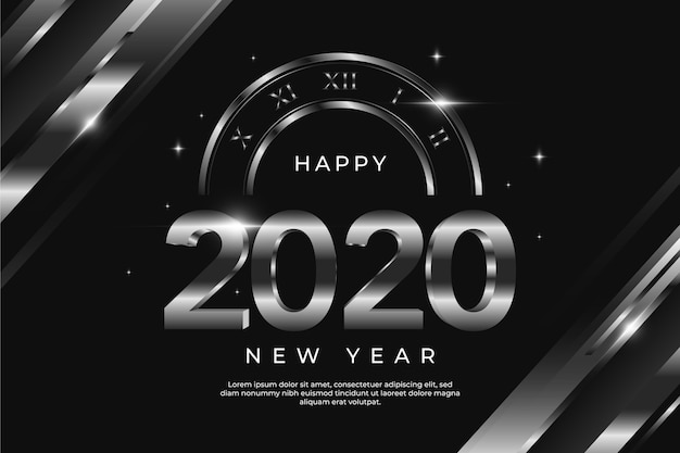 Silver new year 2020 background concept