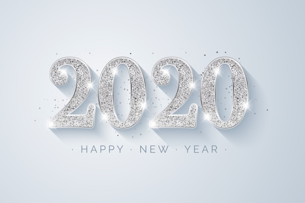 Silver new year 2020 background