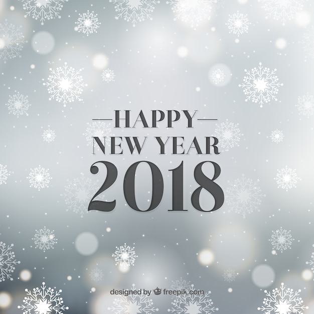 Silver new year background with bokeh effect