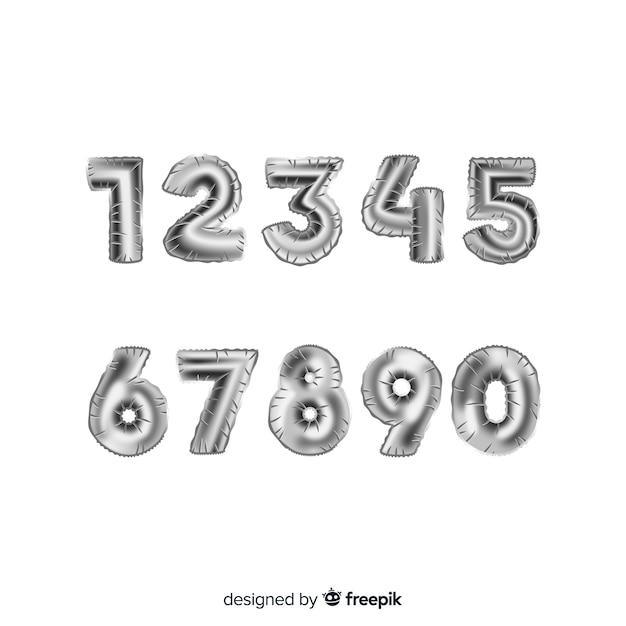 Free vector silver numbers balloon set