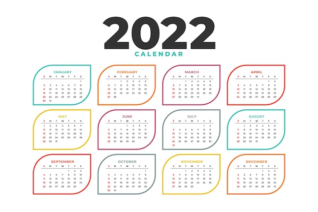 Simple 2022 new year calendar design template