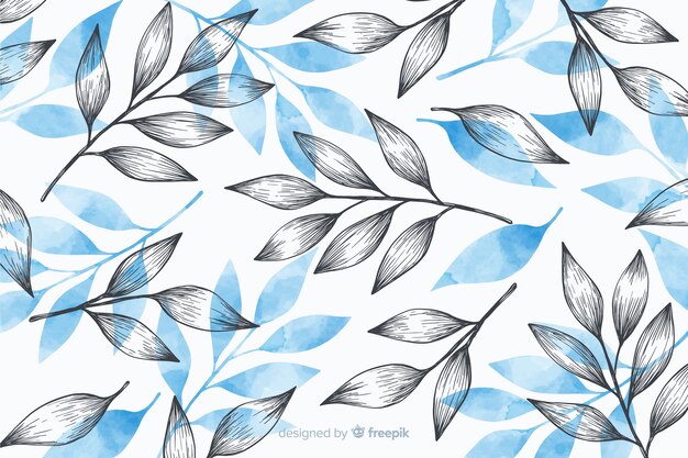 Simple background with gray and blue leaves