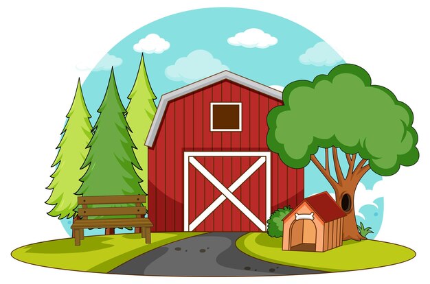 A simple barn in nature background