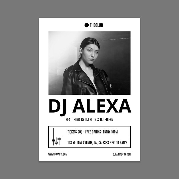 Simple black & white dj poster