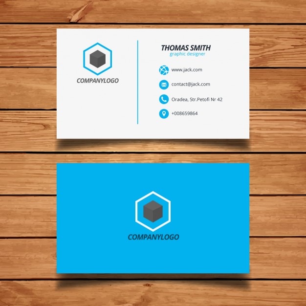 Free Vector simple blue and white business card