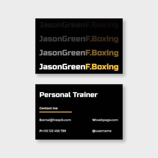 Simple boxing personal trainer business card