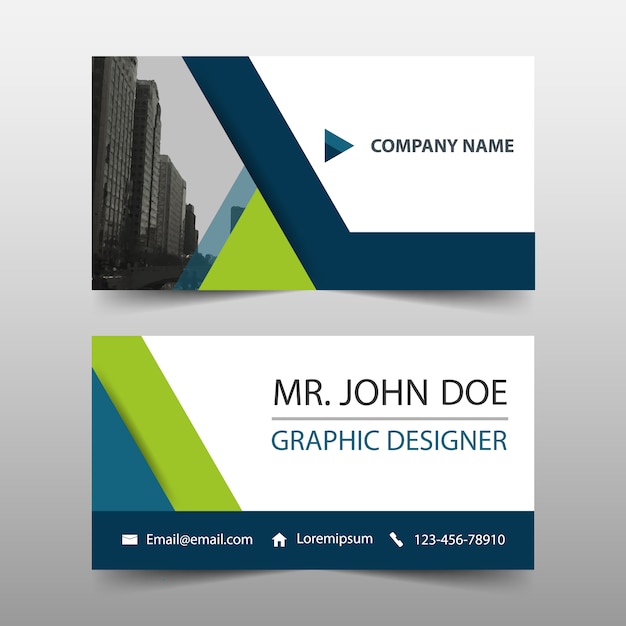 Simple business card, green and blue color