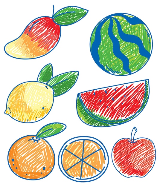 Free vector simple children scribble of fruit