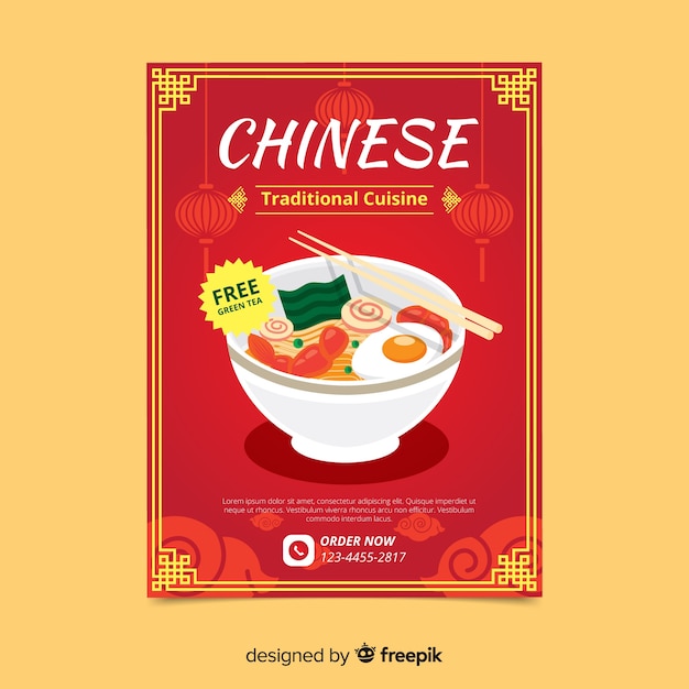 Free Vector simple chinese food flyer