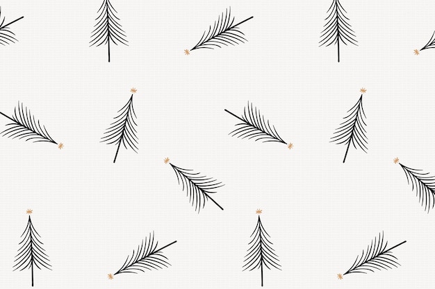 Free Vector simple christmas background, black trees pattern, cute doodle design vector