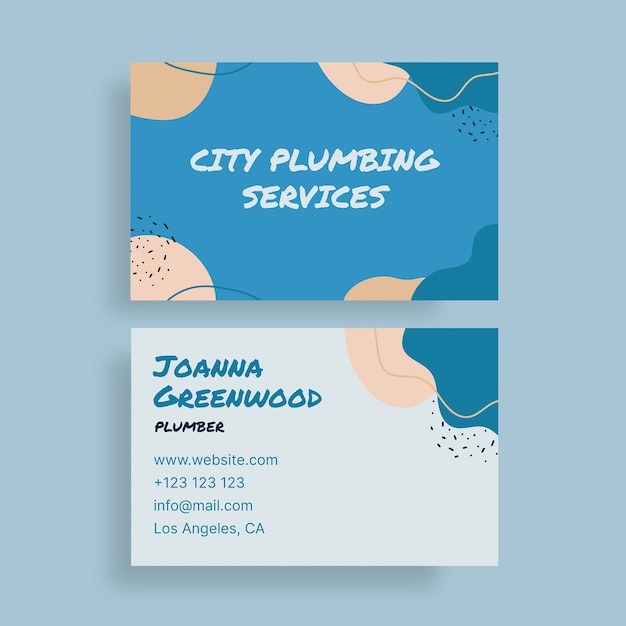 Simple city plumbing services business card