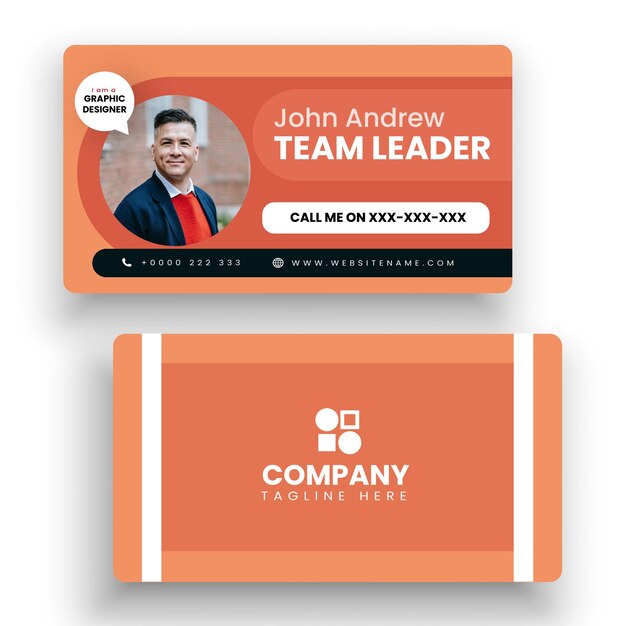 Simple Clean Orange modern business card template