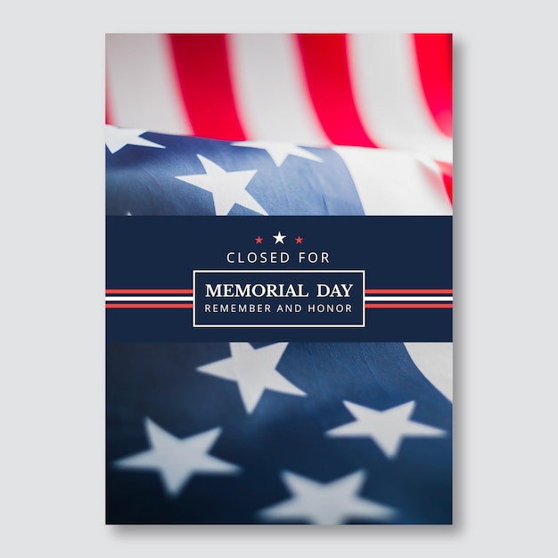 Free vector simple closed for memorial day general poster