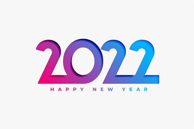 Simple colorful 2022 paper cut style new year card design