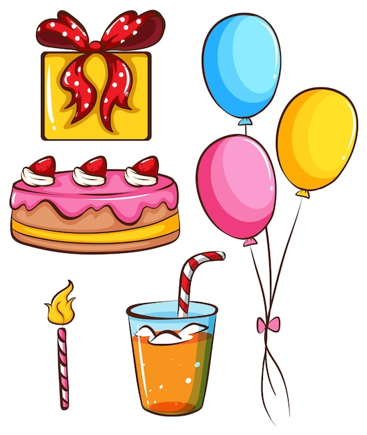 Free Vector a simple coloured sketch of a birthday celebration